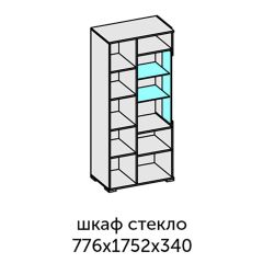 Аллегро-10 Шкаф 2дв. (со стеклом) (дуб крафт золотой-камень темный) в Невьянске - nevyansk.mebel24.online | фото 2