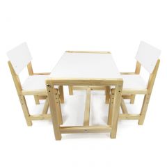 Детский растущий комплект стол и два стула  Я САМ "Лофт" (Белый, Сосна) в Невьянске - nevyansk.mebel24.online | фото