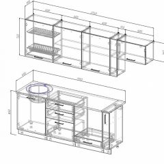 Кухонный гарнитур Антрацит 2550 (Стол. 26мм) в Невьянске - nevyansk.mebel24.online | фото 2