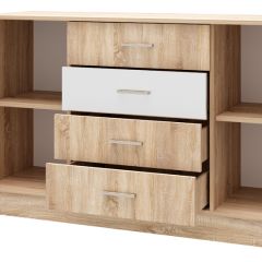БЕАТРИС Комод К1400 (Дуб Сонома/Белый глянец) в Невьянске - nevyansk.mebel24.online | фото 2
