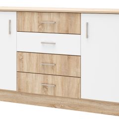 БЕАТРИС Комод К1400 (Дуб Сонома/Белый глянец) в Невьянске - nevyansk.mebel24.online | фото