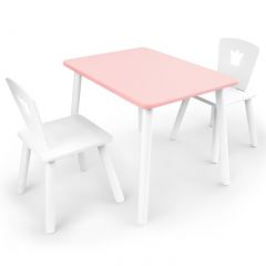 Комплект детской мебели стол и два стула Корона  (Розовый/Белый/Белый) в Невьянске - nevyansk.mebel24.online | фото