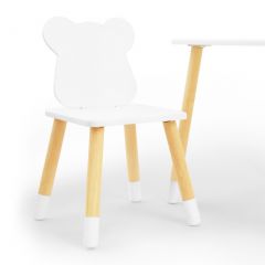 Комплект детской мебели стол и два стула Мишутка (Белый/Белый/Береза) в Невьянске - nevyansk.mebel24.online | фото