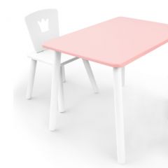 Комплект детской мебели стол и стул Корона (Розовый/Белый/Белый) в Невьянске - nevyansk.mebel24.online | фото 1