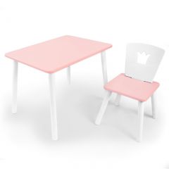 Комплект детской мебели стол и стул Корона (Розовый/Розовый/Белый) в Невьянске - nevyansk.mebel24.online | фото 1