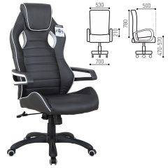 Кресло компьютерное BRABIX Techno Pro GM-003 (экокожа черное/серое, вставки серые) 531814 в Невьянске - nevyansk.mebel24.online | фото 1
