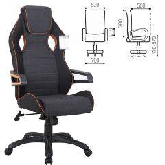 Кресло компьютерное BRABIX Techno Pro GM-003 (ткань черное/серое, вставки оранжевые) 531813 в Невьянске - nevyansk.mebel24.online | фото 2