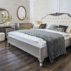 Кровать Мокко 1600 с мягким изголовьем + основание (серый камень) в Невьянске - nevyansk.mebel24.online | фото
