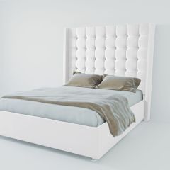 Кровать Венеция ЛЮКС с ПМ 1200 (экокожа белая) в Невьянске - nevyansk.mebel24.online | фото 2