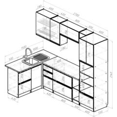 Кухонный гарнитур Амели мега прайм 1500х2700 мм в Невьянске - nevyansk.mebel24.online | фото 3