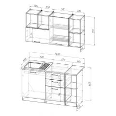 Кухонный гарнитур Ольга медиум 3 1400 мм в Невьянске - nevyansk.mebel24.online | фото 2