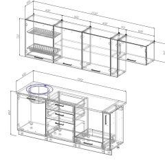 Кухонный гарнитур Вегас 2550 (Стол. 26мм) в Невьянске - nevyansk.mebel24.online | фото 2