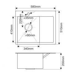 Мойка HD5851L MELANA ProfLine 3,0/200 САТИН врезная прямоугольная с коландером HD5851L в Невьянске - nevyansk.mebel24.online | фото 2