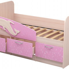 Кровать Дельфин 1,6 (Дуб молочный/фасад - Ламарти розовый) в Невьянске - nevyansk.mebel24.online | фото 1