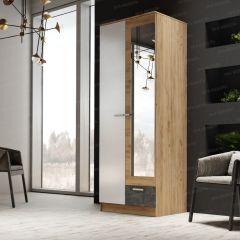 Шкаф Адель 800 с полками (дуб вотан/белый глянец) в Невьянске - nevyansk.mebel24.online | фото