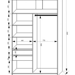 Шкаф-купе 1400 серии SOFT D1+D3+B2+PL1 (2 ящика+1штанга) профиль «Графит» в Невьянске - nevyansk.mebel24.online | фото 3