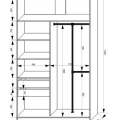 Шкаф-купе 1400 серии SOFT D8+D2+B2+PL4 (2 ящика+F обр.штанга) профиль «Графит» в Невьянске - nevyansk.mebel24.online | фото 3