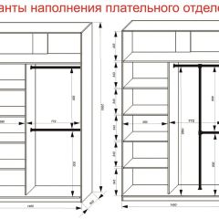 Шкаф-купе 1400 серии SOFT D8+D2+B2+PL4 (2 ящика+F обр.штанга) профиль «Графит» в Невьянске - nevyansk.mebel24.online | фото 7