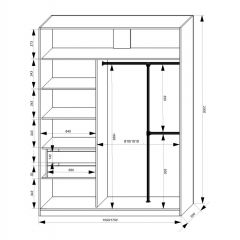 Шкаф-купе 1500 серии NEW CLASSIC K4+K4+B2+PL4 (2 ящика+F обр. штанга) профиль «Капучино» в Невьянске - nevyansk.mebel24.online | фото 3