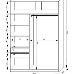 Шкаф-купе 1600 серии SOFT D1+D3+B2+PL1 (2 ящика+1штанга) профиль «Графит» в Невьянске - nevyansk.mebel24.online | фото 4