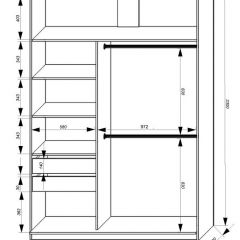 Шкаф-купе 1600 серии SOFT D8+D2+B2+PL4 (2 ящика+F обр.штанга) профиль «Графит» в Невьянске - nevyansk.mebel24.online | фото 2