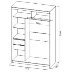 Шкаф-купе №19 Серия 3 Инфинити с зеркалами (1700) Ясень Анкор светлый в Невьянске - nevyansk.mebel24.online | фото 6