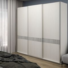 Шкаф-купе 1950 серии SILVER S5+S5+S5 B22+PL4 (по 2 ящика лев/прав+F обр.штанга) профиль «Серебро» в Невьянске - nevyansk.mebel24.online | фото