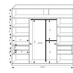 Шкаф-купе 2450 серии NEW CLASSIC K4+K4+K4+B22+PL4 (по 2 ящика лев/прав+F обр.штанга) профиль «Капучино» в Невьянске - nevyansk.mebel24.online | фото 3