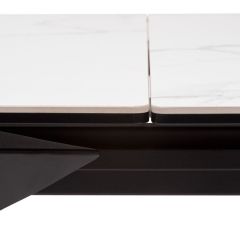 Стол CREMONA 140 HIGH GLOSS STATUARIO Белый мрамор глянцевый, керамика/ черный каркас, ®DISAUR в Невьянске - nevyansk.mebel24.online | фото 6