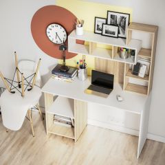 Стол компьютерный Олимп (дуб сонома/белый) в Невьянске - nevyansk.mebel24.online | фото 2