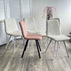 Стул ELVIS WZ2042-18 белая галька фактурный велюр / белый каркас М-City в Невьянске - nevyansk.mebel24.online | фото 2