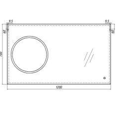 Зеркало Eclipse 120 black с подсветкой Sansa (SE1033Z) в Невьянске - nevyansk.mebel24.online | фото 8