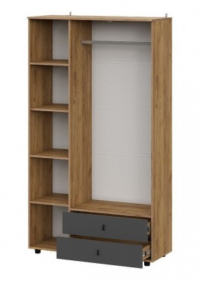 БАЙКАЛ Шкаф трехстворчатый (с ящиками) Графит/Дуб золотой в Невьянске - nevyansk.mebel24.online | фото 2