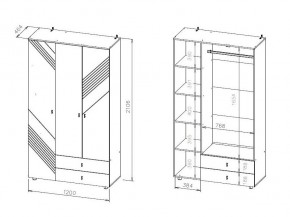 БАЙКАЛ Шкаф трехстворчатый (с ящиками) Графит/Дуб золотой в Невьянске - nevyansk.mebel24.online | фото 3
