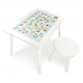 Детский комплект стол и табурет круглый Rolti Baby с накладкой Алфавит (белая столешница/белое сиденье/белые ножки) в Невьянске - nevyansk.mebel24.online | фото 1