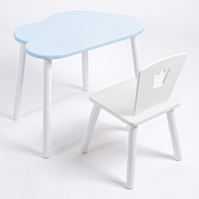 Комплект детский стол ОБЛАЧКО и стул КОРОНА ROLTI Baby (голубая  столешница/белое сиденье/белые ножки) в Невьянске - nevyansk.mebel24.online | фото