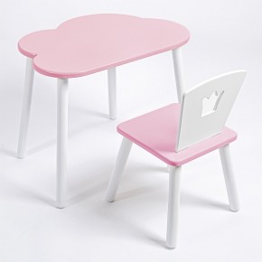 Комплект детский стол ОБЛАЧКО и стул КОРОНА ROLTI Baby (розовая столешница/розовое сиденье/белые ножки) в Невьянске - nevyansk.mebel24.online | фото