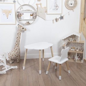 Комплект детский стол ОБЛАЧКО и стул МИШКА ROLTI Baby (белая столешница/белое сиденье/береза ножки) в Невьянске - nevyansk.mebel24.online | фото