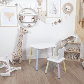 Комплект детский стол ОБЛАЧКО и стул МИШКА ROLTI Baby (белая столешница/белое сиденье/цветные ножки) в Невьянске - nevyansk.mebel24.online | фото