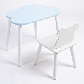 Комплект детский стол ОБЛАЧКО и стул МИШКА ROLTI Baby (голубая столешница/белое сиденье/белые ножки) в Невьянске - nevyansk.mebel24.online | фото 1