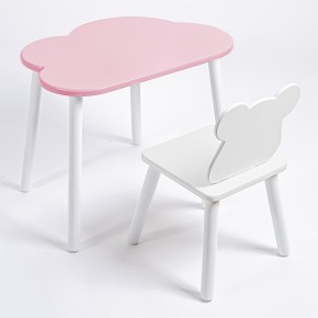 Комплект детский стол ОБЛАЧКО и стул МИШКА ROLTI Baby (розовая столешница/белое сиденье/белые ножки) в Невьянске - nevyansk.mebel24.online | фото