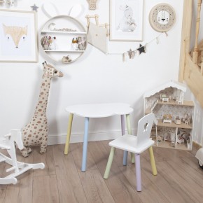 Комплект детский стол ОБЛАЧКО и стул ЗВЕЗДА ROLTI Baby (белая столешница/белое сиденье/цветные ножки) в Невьянске - nevyansk.mebel24.online | фото