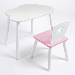 Комплект детский стол ОБЛАЧКО и стул ЗВЕЗДА ROLTI Baby (белая столешница/розовое сиденье/белые ножки) в Невьянске - nevyansk.mebel24.online | фото