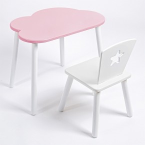 Комплект детский стол ОБЛАЧКО и стул ЗВЕЗДА ROLTI Baby (розовая столешница/белое сиденье/белые ножки) в Невьянске - nevyansk.mebel24.online | фото