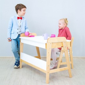 Комплект детской мебели уголок школьника 38 попугаев ( стол и стул «Kids»  комбо-белый, полки Домик белый, аква, мокко) растущий для роста 100-130 см, 3-10 лет в Невьянске - nevyansk.mebel24.online | фото