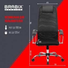 Кресло BRABIX PREMIUM "Ultimate EX-800" хром, плотная двойная сетка Х2, черное, 532911 в Невьянске - nevyansk.mebel24.online | фото 6