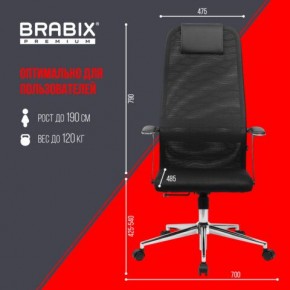 Кресло BRABIX PREMIUM "Ultimate EX-801" хром, плотная двойная сетка Х2, черное, 532917 в Невьянске - nevyansk.mebel24.online | фото 7