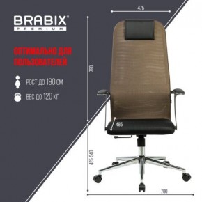 Кресло BRABIX PREMIUM "Ultimate EX-801" хром, плотная двойная сетка Х2, черное/коричневое, 532920 в Невьянске - nevyansk.mebel24.online | фото 6