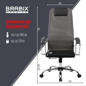 Кресло офисное BRABIX PREMIUM "Ultimate EX-800" хром, плотная двойная сетка Х2, черное/серое, 532912 в Невьянске - nevyansk.mebel24.online | фото 3