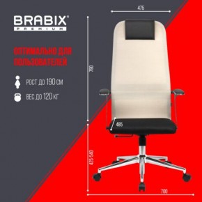 Кресло офисное BRABIX PREMIUM "Ultimate EX-801" хром, плотная двойная сетка Х2, черное/бежевое, 532919 в Невьянске - nevyansk.mebel24.online | фото 6